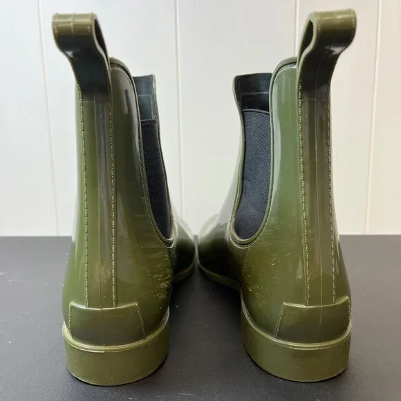 J Crew Womens Chelsea Rain Boots Size 11 Ankle Rubber Wellies Green - Picture 3 of 5